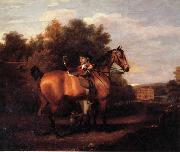Henry Walton A Gentleman,Said to Be mr Richard Bendyshe with his Favorite Hunter in a Landscape Sweden oil painting artist